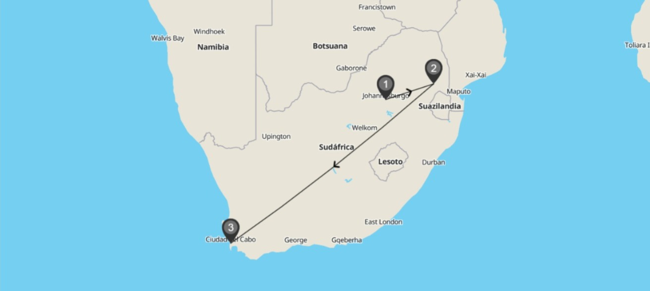 map circuito kruger